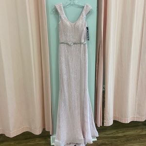 Jovani Blush Pink Fitted Sequin Gown